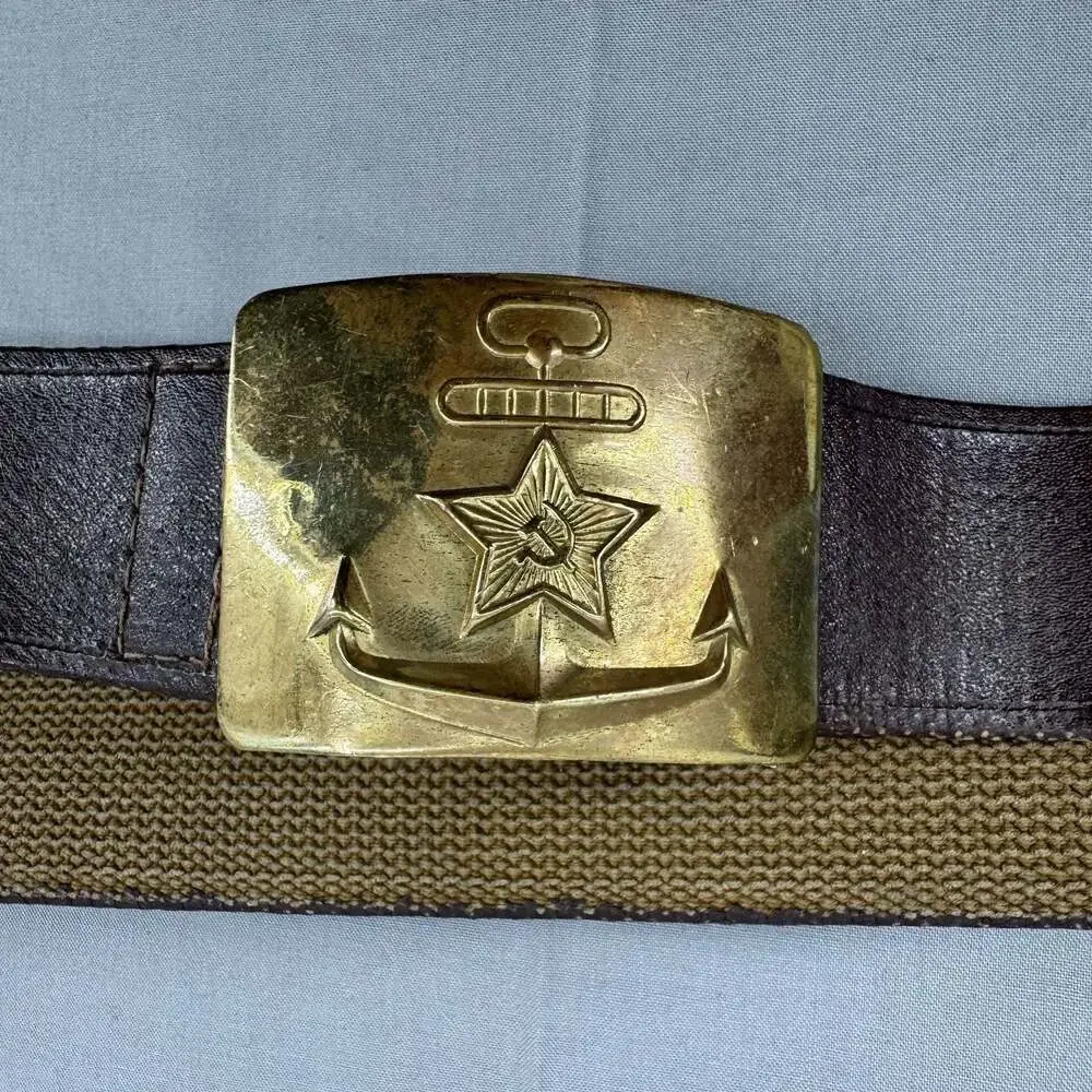 Vintage USSR Soviet Army Military Belt Hammer Sickle Star Buckle Cold War Era